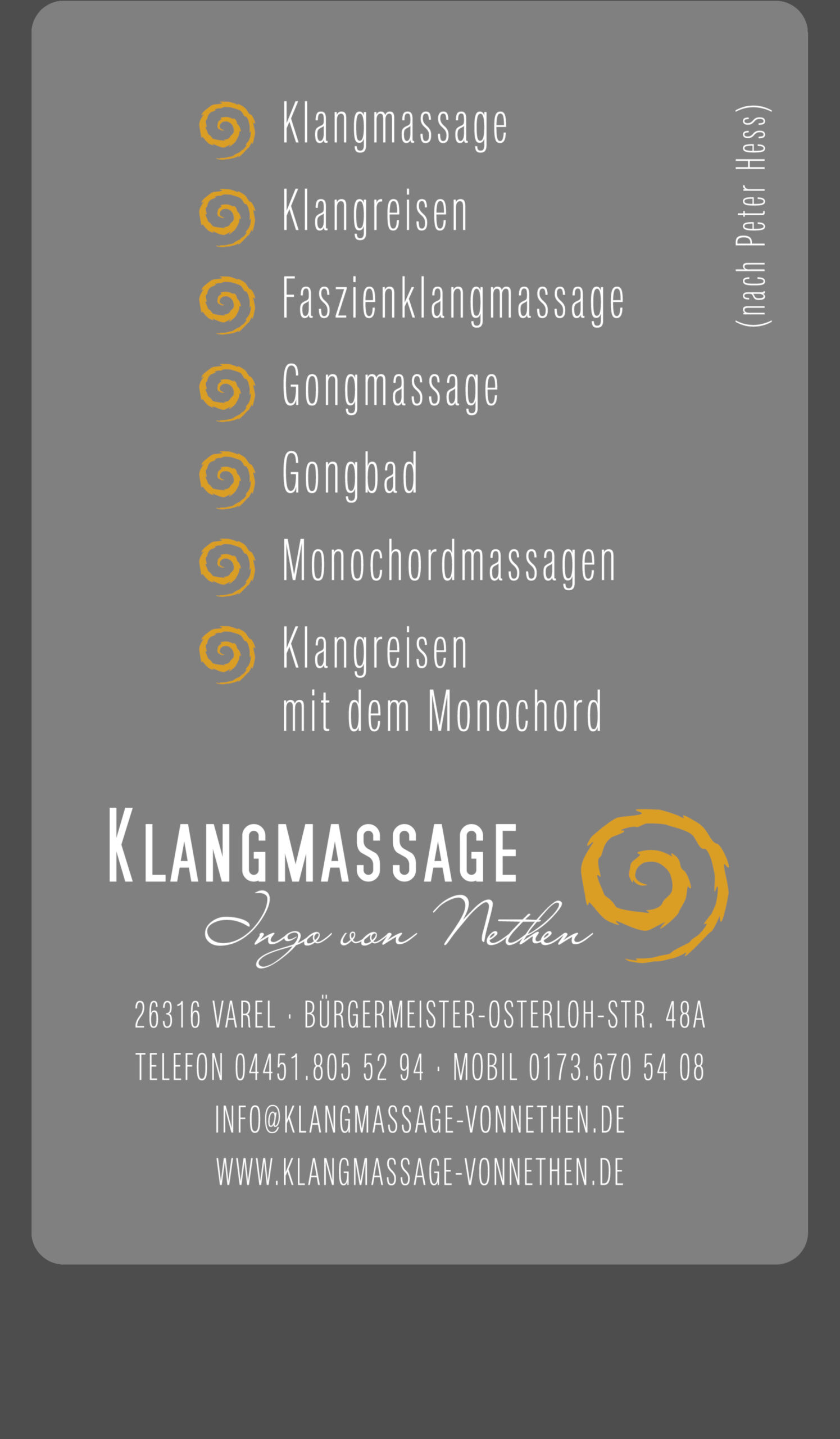 Anschrift Klangmassage von Nethen